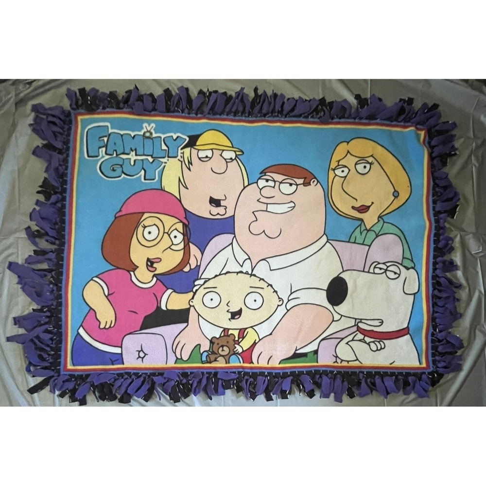 Family Guy Throw Blanket Fleece 48x36 Homemade Peter Lois Meg Chris Stewie Brian